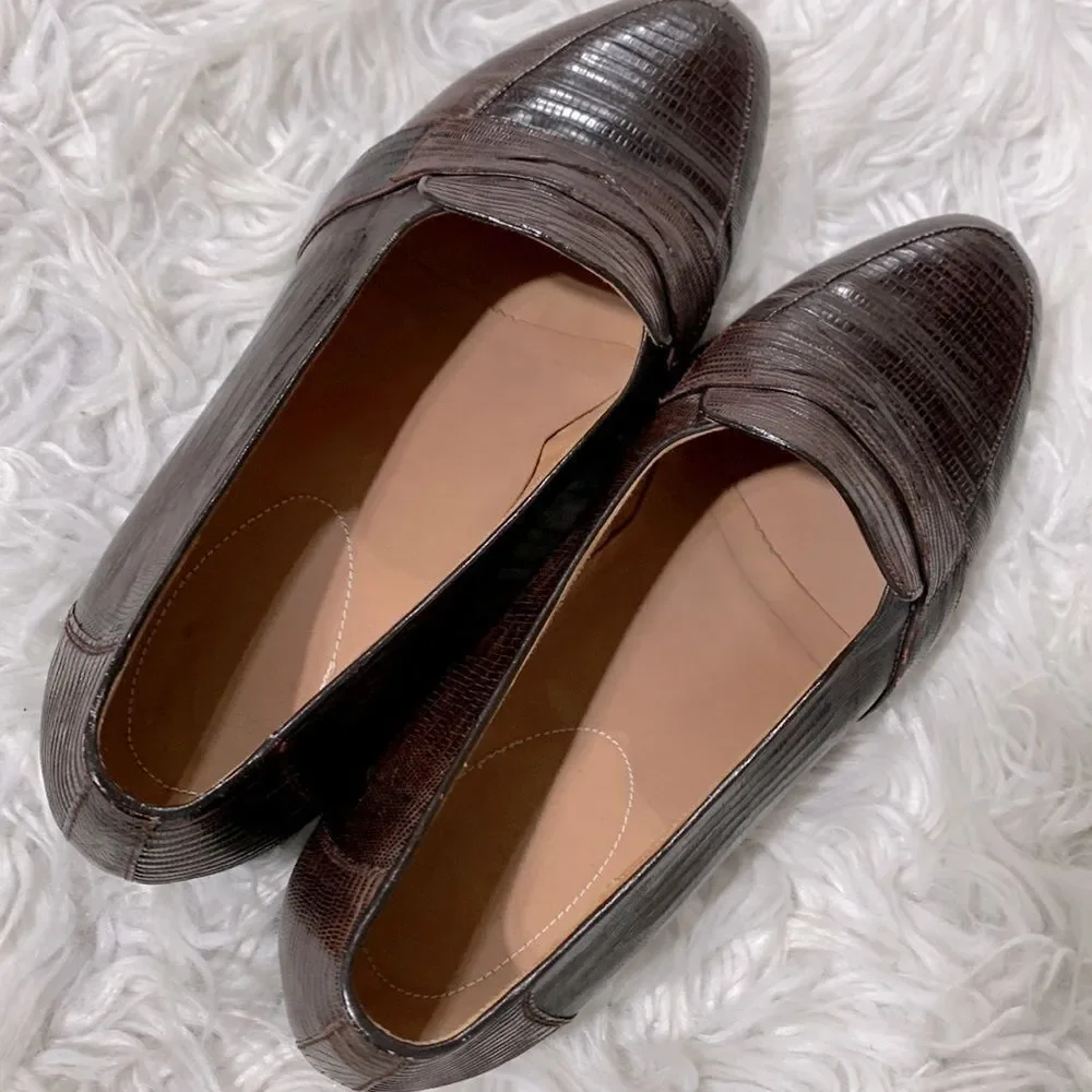 GENUINE LIZARD loafers reddish brown men’s 10.5D